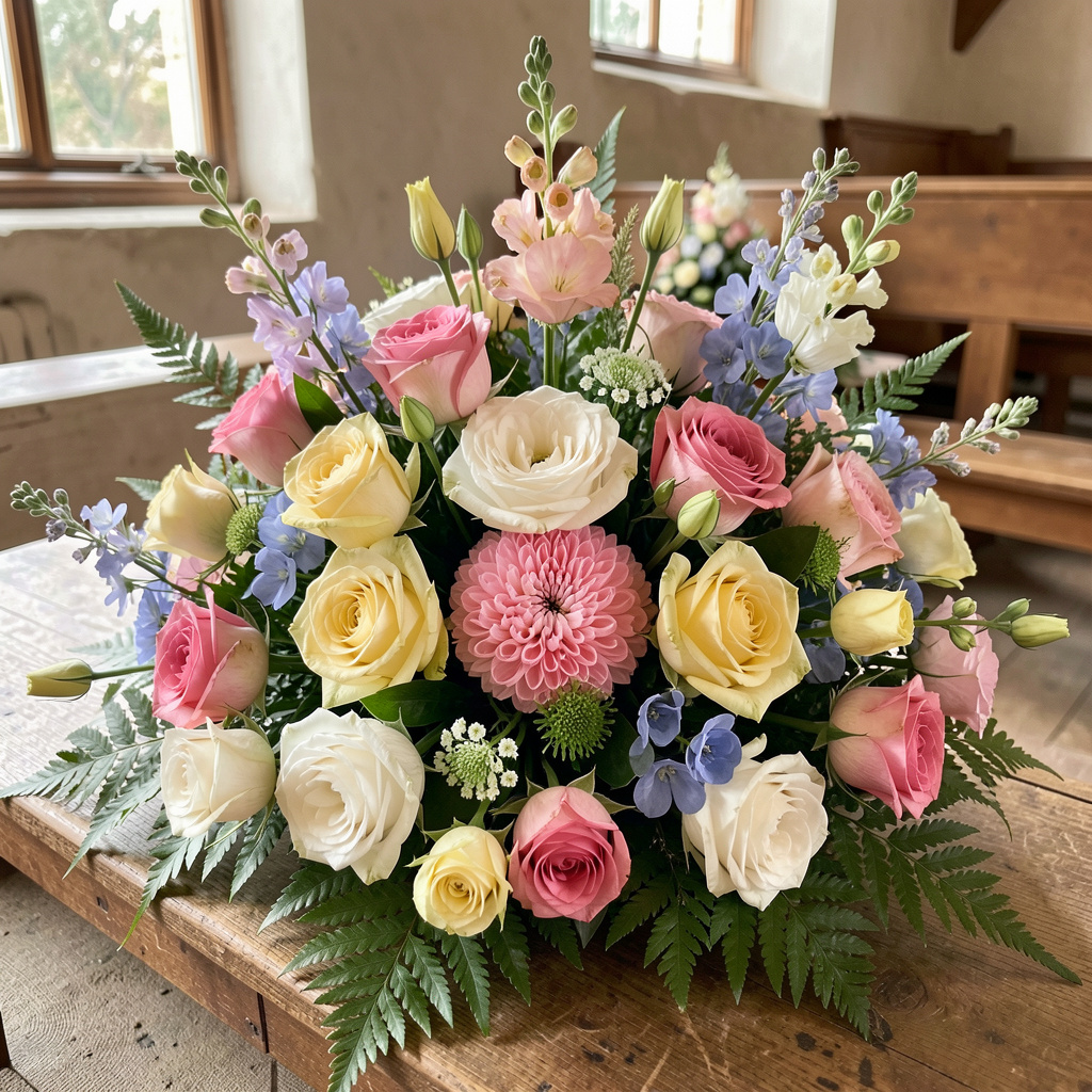 Begravelsesblomster arrangement